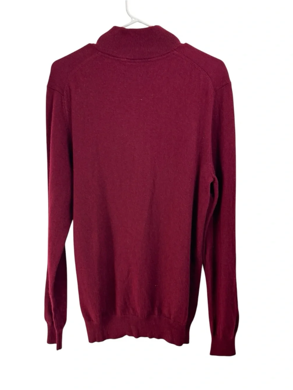 Club Room Sweater Mens Medium Burgundy 100% Cashmere 1/4 Zip Mock Neck Pullover